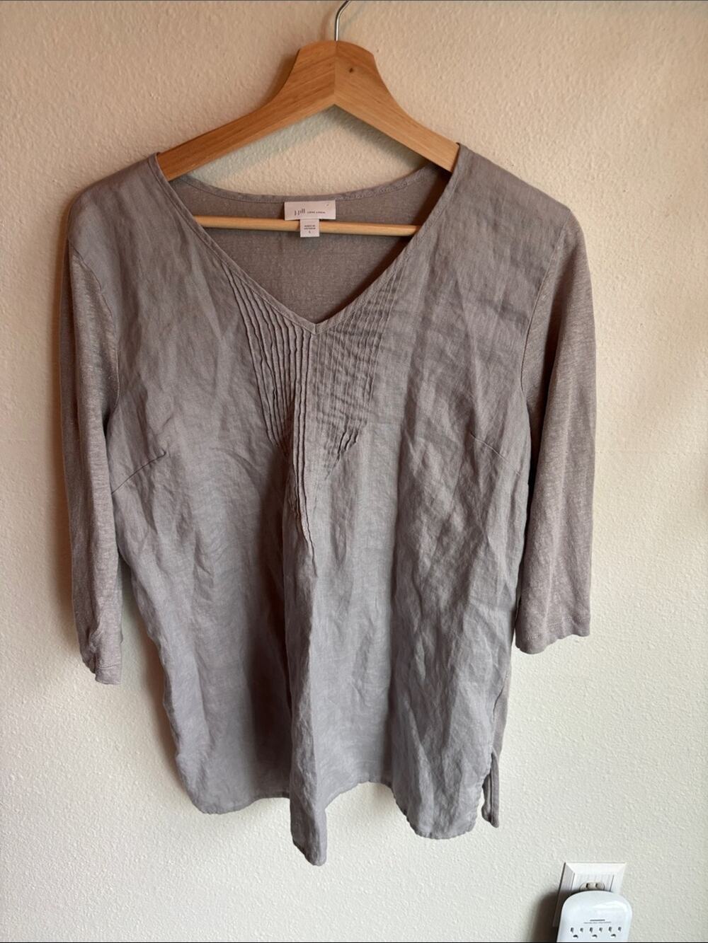 J. JILL 100% Linen Neutral Gray Tunic Large